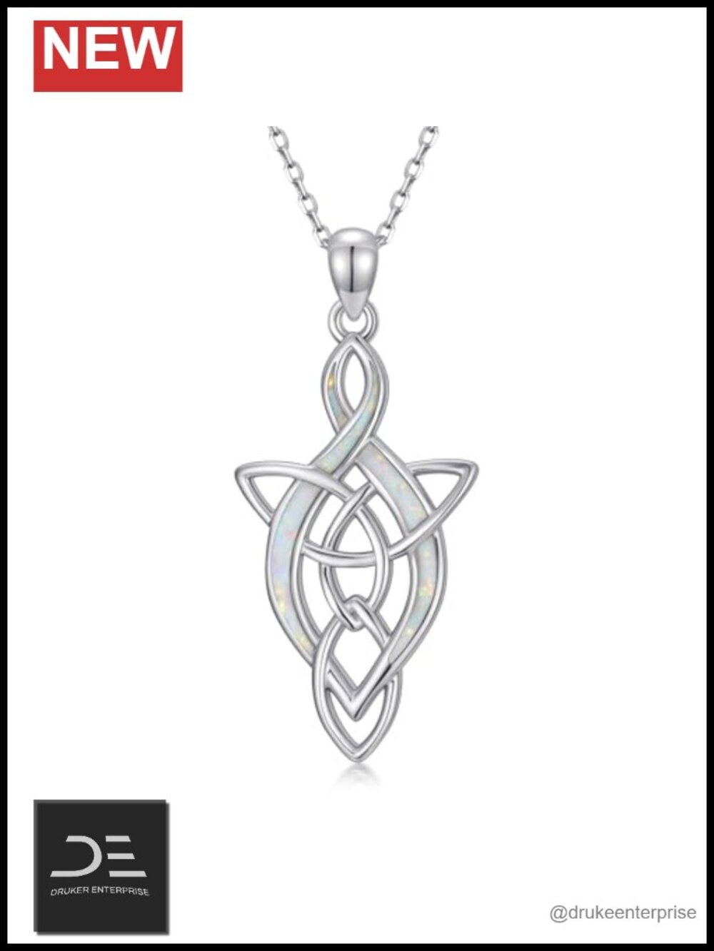 Celtic Knot Necklace for Women 925 Sterling Silver Opal Irish Pendant Jewelry